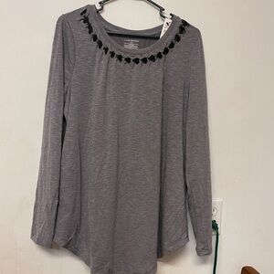 Gray Long Sleeve Top